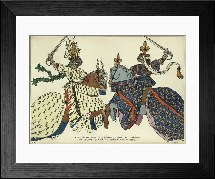 Framed Print : Knights, Medieval tournament, Dukes of Brittany and Bourbon in combat Framed Print : Knights, Medieval tournament, Dukes of Brittany and Bourbon in combat