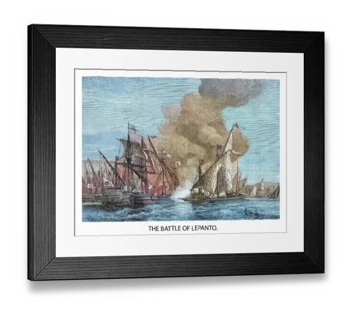 Framed Print : Old engraved illustration of The Battle of Lepanto, naval engagement that took place on 7 October 1571 Framed Print : Old engraved illustration of The Battle of Lepanto, naval engagement that took place on 7 October 1571