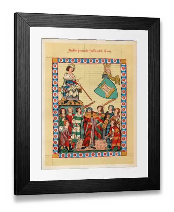 Framed Print : Troubadour and minstrel Heinrich Frauenlob 14th century medieval portrait