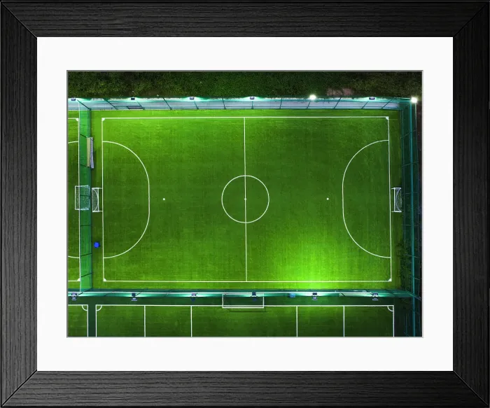 Framed Print : Aerial view of mini football field at night Framed Print : Aerial view of mini football field at night