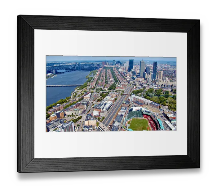 Framed Print : Boston. Stadium. River. Financial Building. Residential District Framed Print : Boston. Stadium. River. Financial Building. Residential District