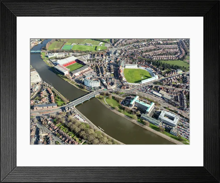 Framed Print : Aerial view of Trent Bridge Cricket Ground and The City Ground, Nottingham City Framed Print : Aerial view of Trent Bridge Cricket Ground and The City Ground, Nottingham City