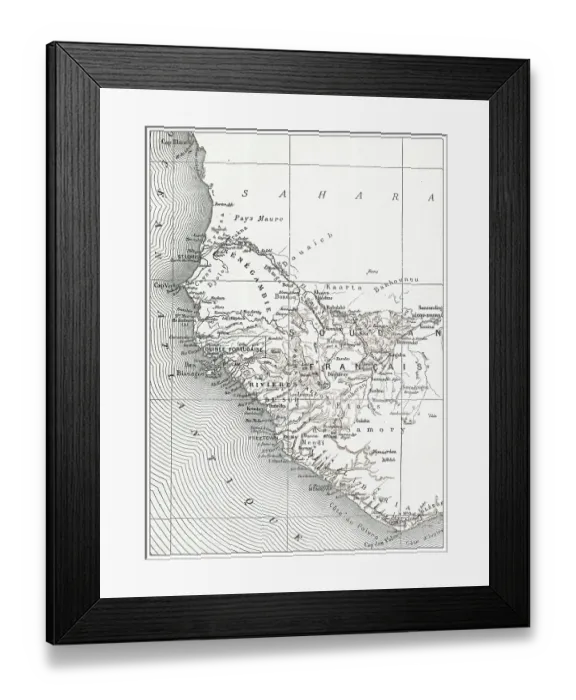 Framed Print : Antique French map of West Africa Framed Print : Antique French map of West Africa