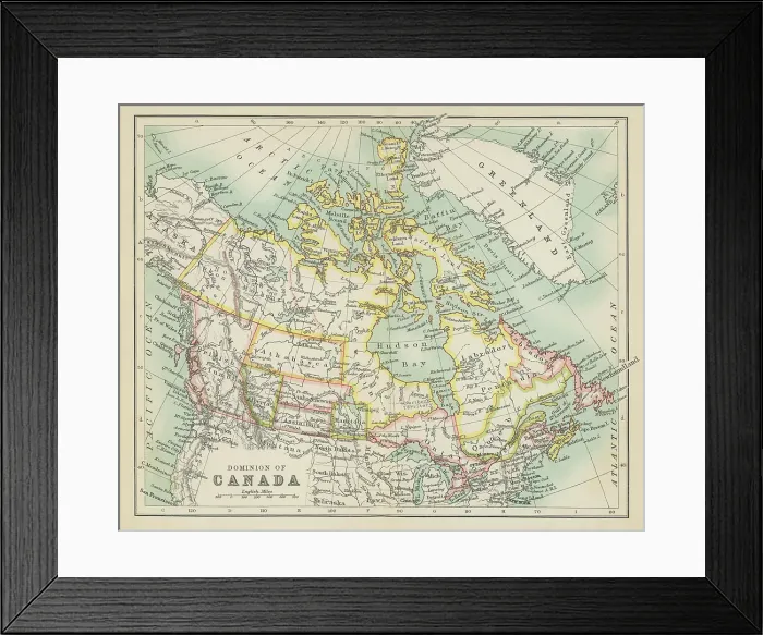 Framed Print : Old chromolithograph map of dominion of Canada Framed Print : Old chromolithograph map of dominion of Canada