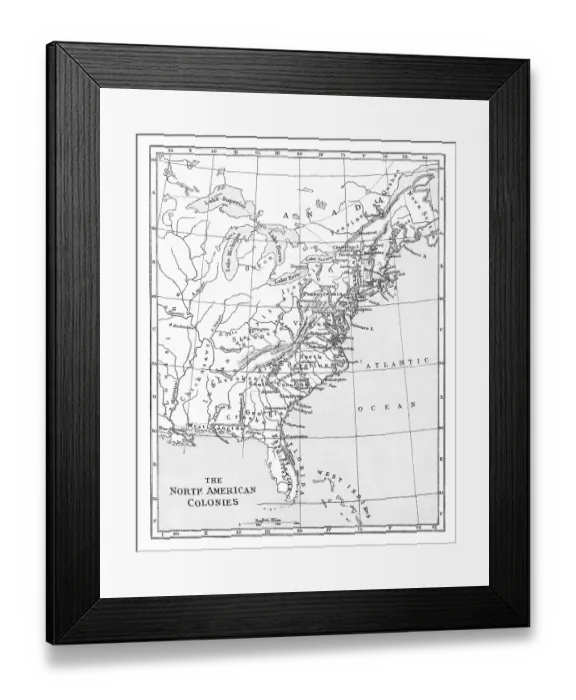 Framed Print : Old chromolithograph map the North American Colonies Framed Print : Old chromolithograph map the North American Colonies