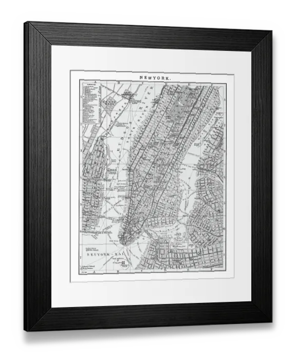Framed Print : Old lithograph map of New York, USA Framed Print : Old lithograph map of New York, USA