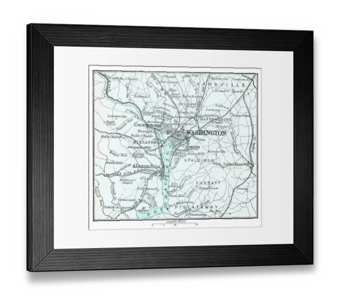 Framed Print : Old engraved map of City of Washington, USA Framed Print : Old engraved map of City of Washington, USA