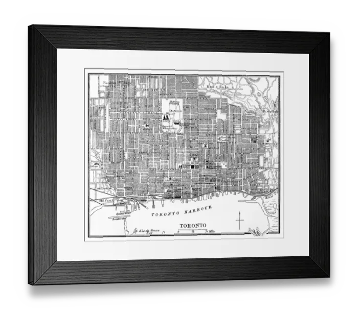 Framed Print : Old chromolithograph map of Toronto, the most populous city in Canada and the capital city of the Canadian province of Ontario Framed Print : Old chromolithograph map of Toronto, the most populous city in Canada and the capital city of the Canadian province of Ontario