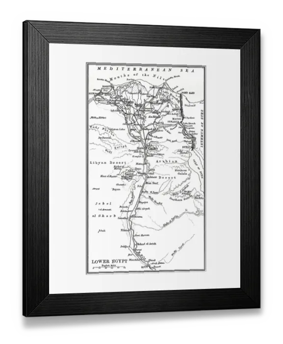 Framed Print : Old chromolithograph map of Egypt - Upper Egypt Framed Print : Old chromolithograph map of Egypt - Upper Egypt