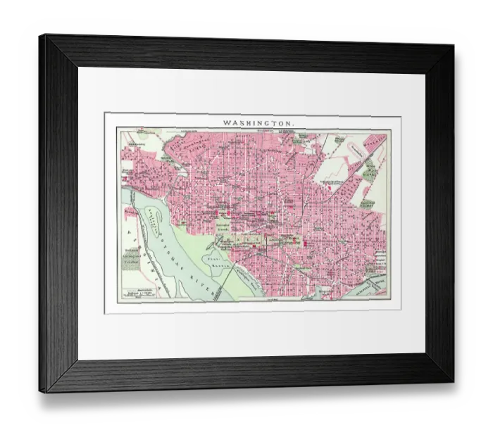 Framed Print : Old engraved map of City of Washington, USA Framed Print : Old engraved map of City of Washington, USA