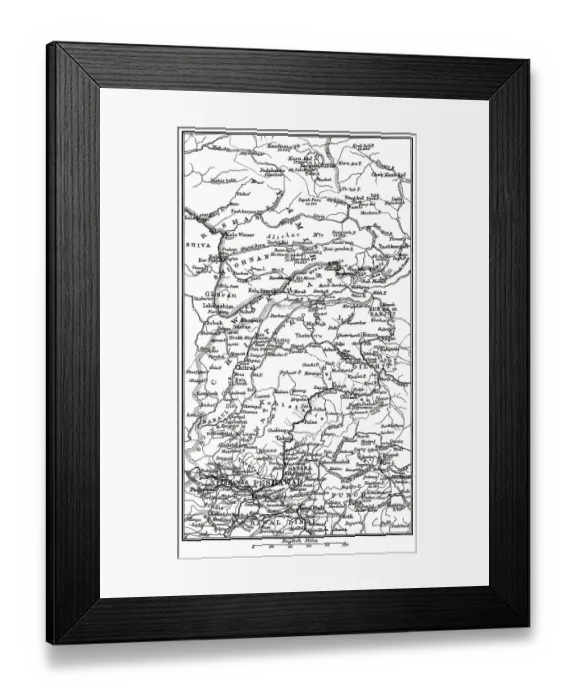 Framed Print : Old chromolithograph map of Pamir and Chitral Framed Print : Old chromolithograph map of Pamir and Chitral