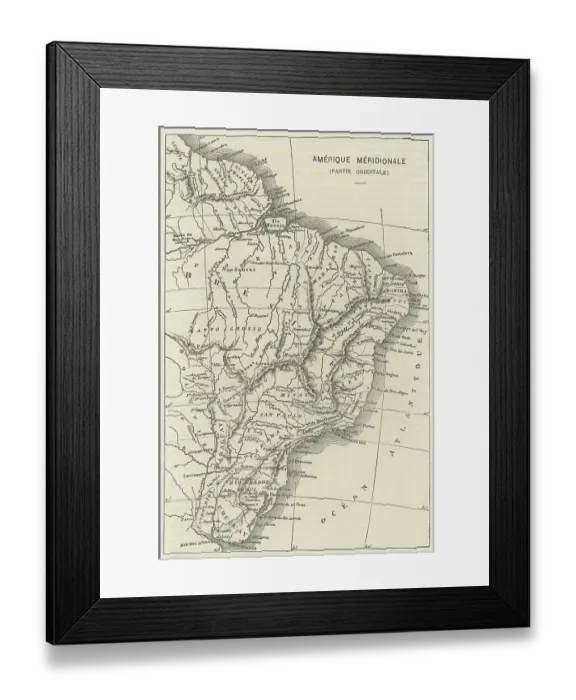 Framed Print : Old engraved map of Brazil, South America Framed Print : Old engraved map of Brazil, South America