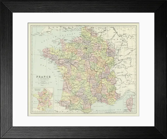 Framed Print : Old map of France Framed Print : Old map of France