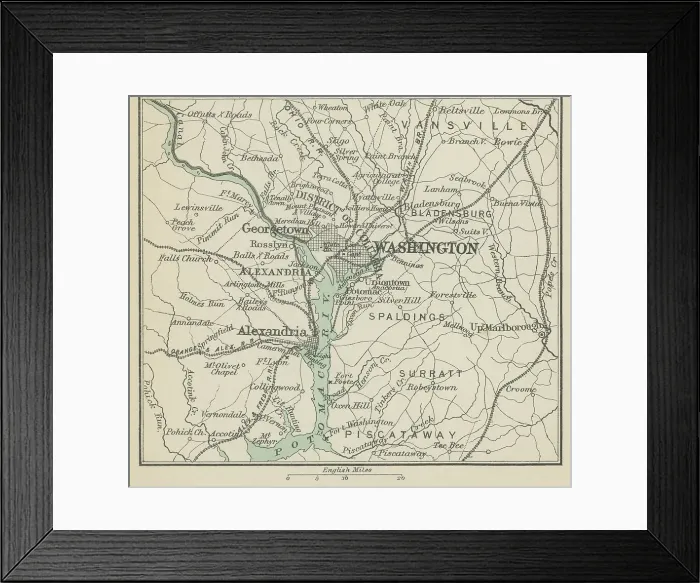 Framed Print : Old engraved map of City of Washington, USA Framed Print : Old engraved map of City of Washington, USA