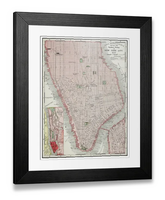 Framed Print : Map of the city of New York - 1897 Framed Print : Map of the city of New York - 1897
