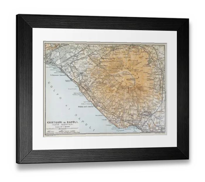 Framed Print : Map of the gulf of Naples and Mount Vesuvius, Italy - 1893 Framed Print : Map of the gulf of Naples and Mount Vesuvius, Italy - 1893