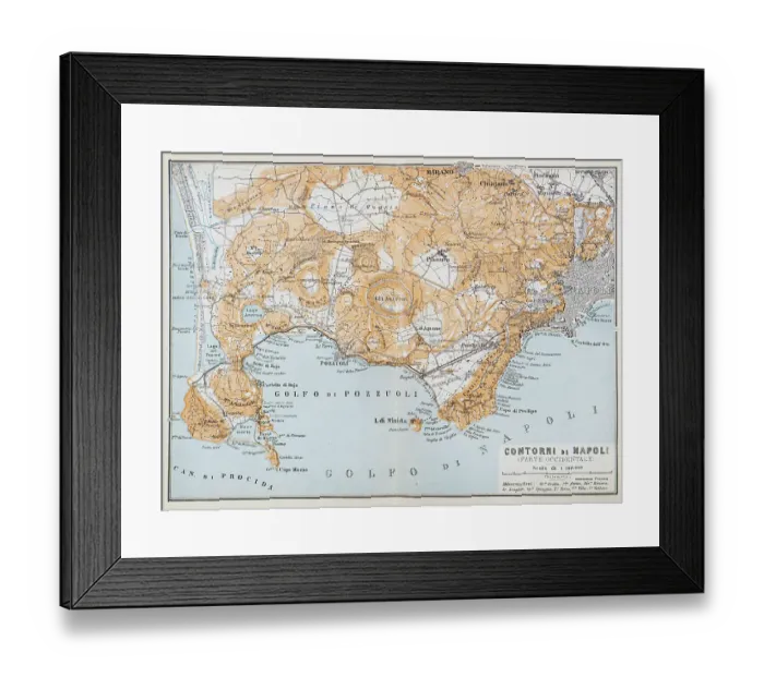 Framed Print : Map of the gulf of Naples - Occidental side, Italy - 1893 Framed Print : Map of the gulf of Naples - Occidental side, Italy - 1893