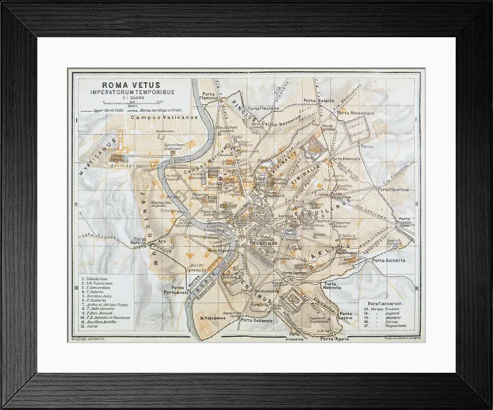Framed Print : Antique map of Ancient Rome, Italy - 1893 Framed Print : Antique map of Ancient Rome, Italy - 1893