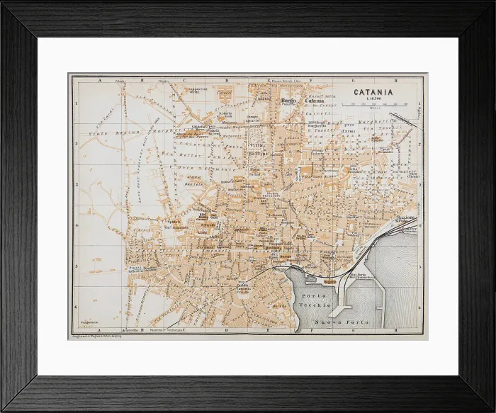 Framed Print : Map of the city of Catania, Italy - 1893 Framed Print : Map of the city of Catania, Italy - 1893