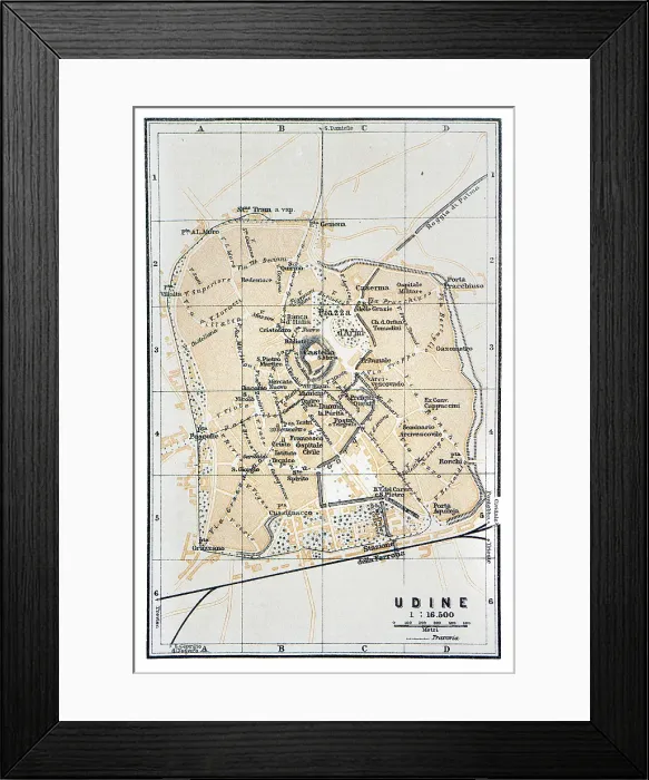 Framed Print : Map of the city of Udine, Italy - 1893 Framed Print : Map of the city of Udine, Italy - 1893