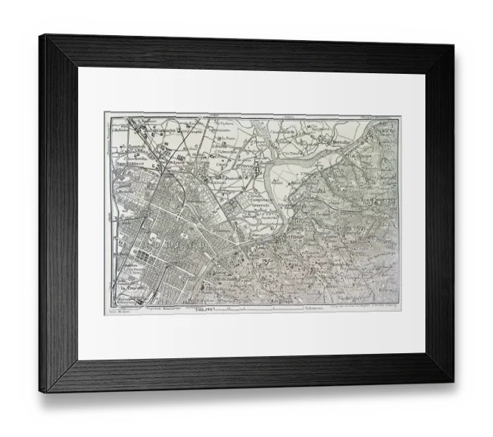 Framed Print : Map of Turin, Italy - 1893