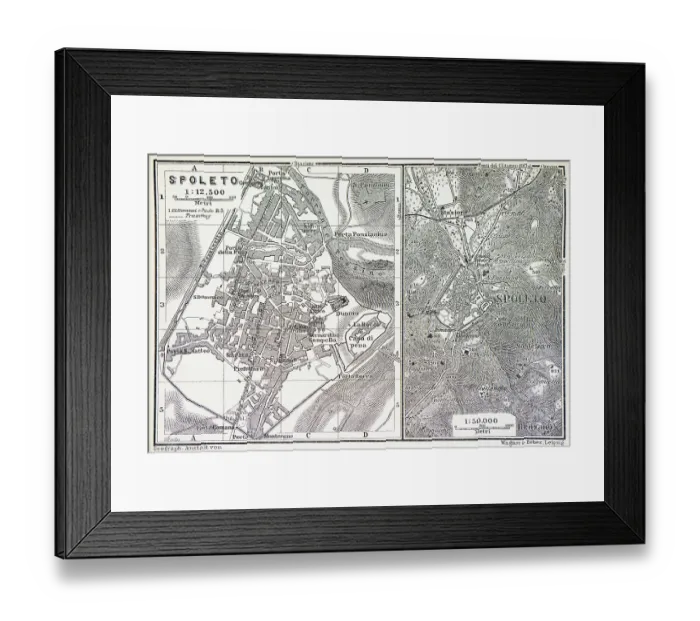Framed Print : Map of the ancient city of Spoleto, Italy - 1893 Framed Print : Map of the ancient city of Spoleto, Italy - 1893