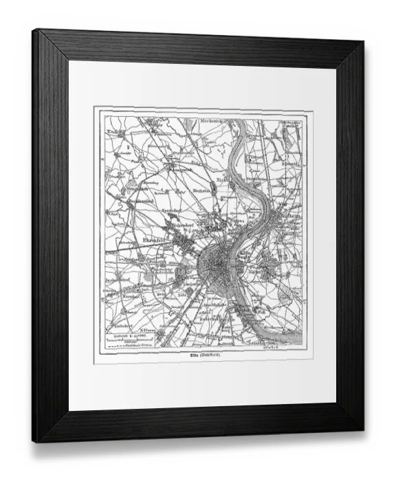Framed Print : Map of Cologne, Germany engraving from Brockhaus Conversations-Lexikon 1898 Framed Print : Map of Cologne, Germany engraving from Brockhaus Conversations-Lexikon 1898