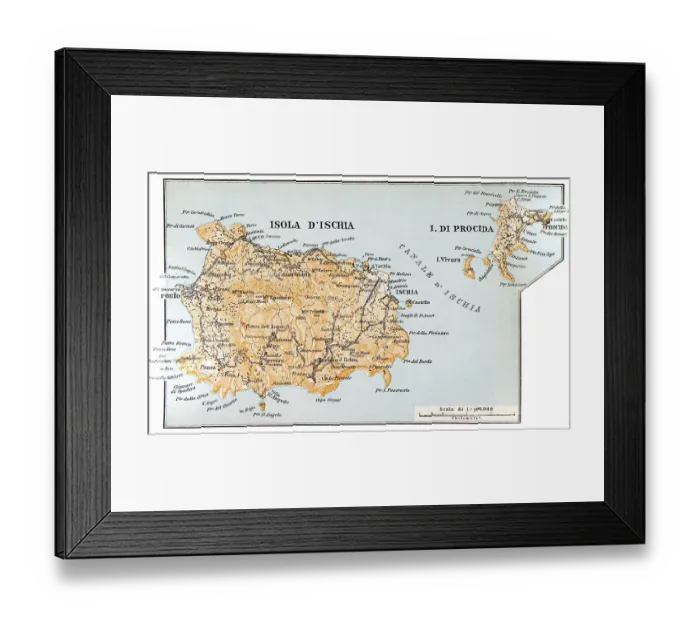 Framed Print : Map of the island of Ischia, Italy - 1893 Framed Print : Map of the island of Ischia, Italy - 1893