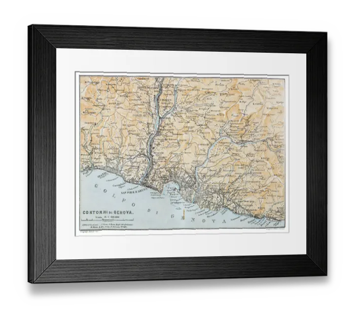 Framed Print : Map of the Gulf of Genoa, Italy - 1893 Framed Print : Map of the Gulf of Genoa, Italy - 1893