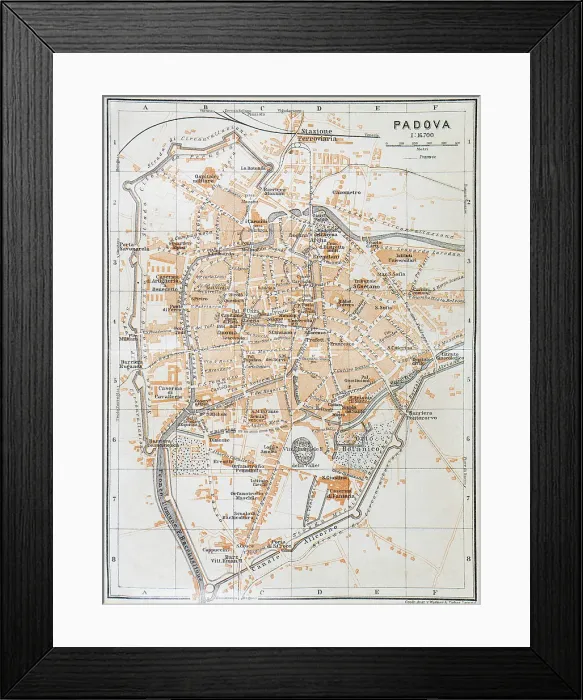 Framed Print : Map of Padua, Italy - 1893 Framed Print : Map of Padua, Italy - 1893