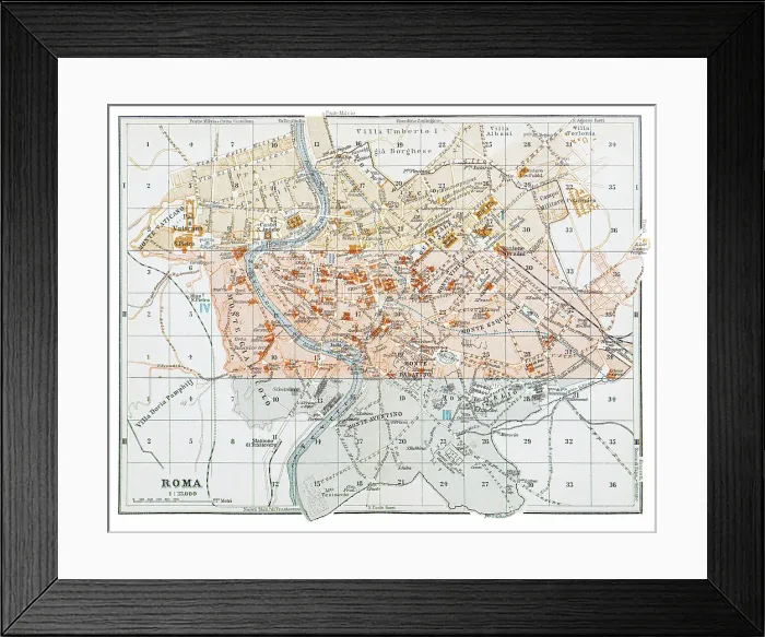 Framed Print : Map of the city of Rome, Italy - 1893 Framed Print : Map of the city of Rome, Italy - 1893