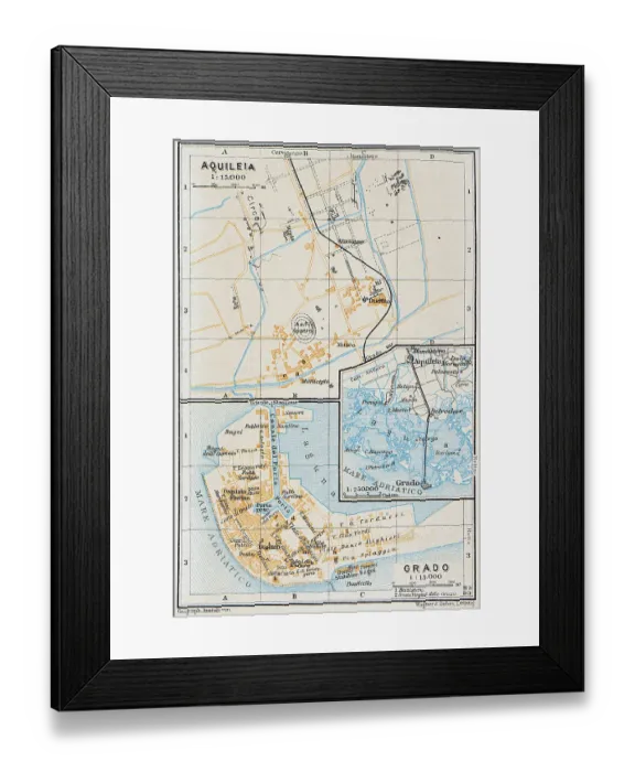 Framed Print : Map of Grado and Aquileia, Italy - 1893 Framed Print : Map of Grado and Aquileia, Italy - 1893