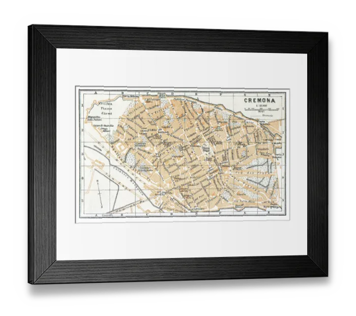 Framed Print : Map of the city of Cremona, Italy - 1893 Framed Print : Map of the city of Cremona, Italy - 1893