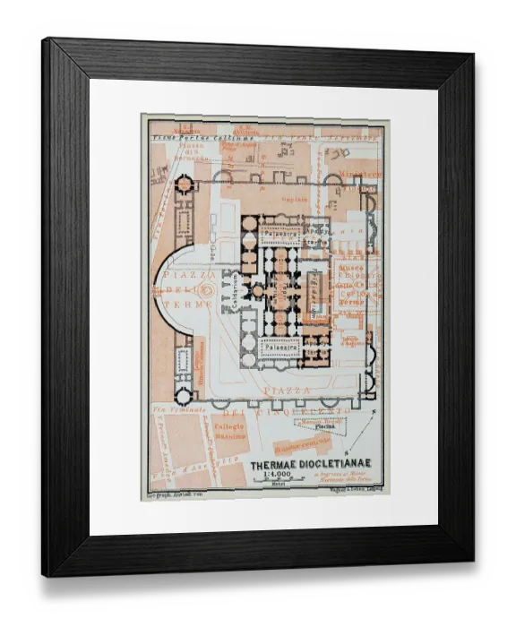 Framed Print : Plan of the Baths of Diocletian - Rome, Italy - 1893 Framed Print : Plan of the Baths of Diocletian - Rome, Italy - 1893