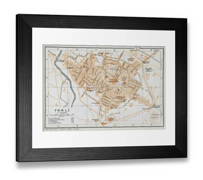 Framed Print : Map of the comune of Forli - Emilia-Romagna, Italy - 1893 Framed Print : Map of the comune of Forli - Emilia-Romagna, Italy - 1893
