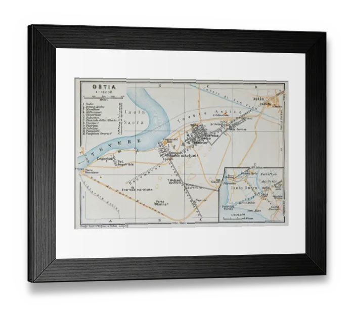 Framed Print : Map of the port of Ostia, Italy - 1893 Framed Print : Map of the port of Ostia, Italy - 1893