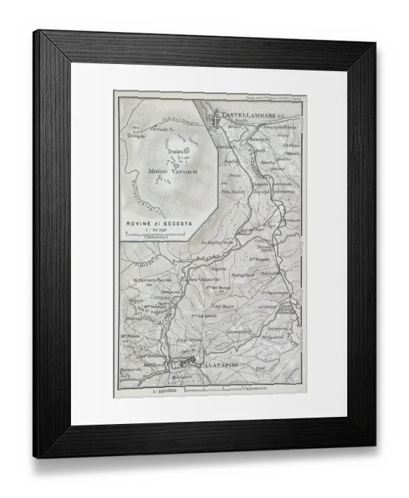 Framed Print : Map of Segesta, Sicily - Italy - 1893 Framed Print : Map of Segesta, Sicily - Italy - 1893