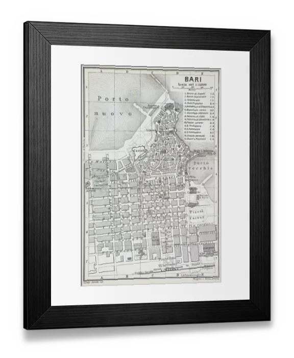 Framed Print : Map of the city of Bari, Italy - 1893 Framed Print : Map of the city of Bari, Italy - 1893