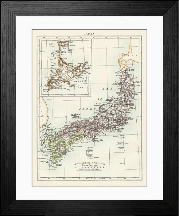 Framed Print : Map of Japan 1878 Framed Print : Map of Japan 1878