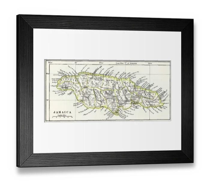 Framed Print : Map of Jamaica 1878 Framed Print : Map of Jamaica 1878
