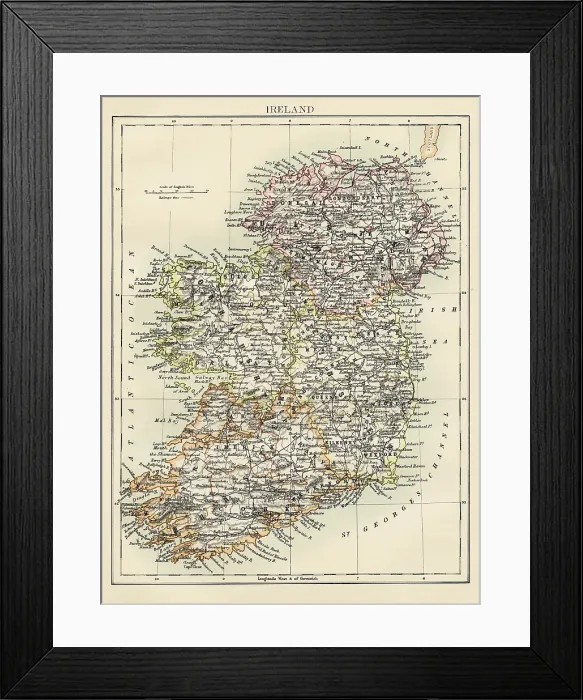Framed Print : Map of Ireland 1878 Framed Print : Map of Ireland 1878