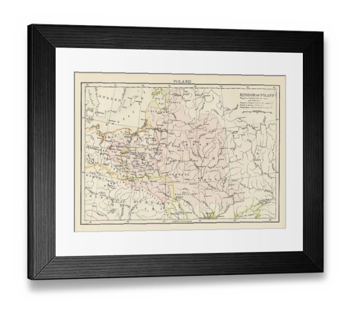 Framed Print : Map of Poland 1878 Framed Print : Map of Poland 1878