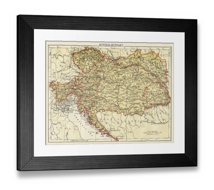 Framed Print : Map of Austria-Hungary Oeean 1878 Framed Print : Map of Austria-Hungary Oeean 1878