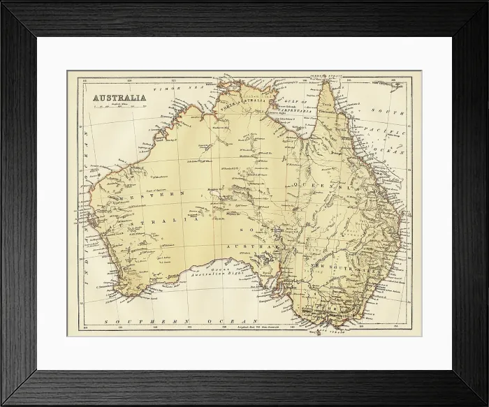 Framed Print : Map of Australia 1878 Framed Print : Map of Australia 1878