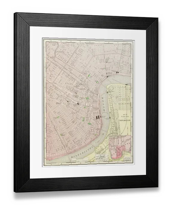 Framed Print : Map of the city of New Orleans, Louisiana 1899 Framed Print : Map of the city of New Orleans, Louisiana 1899
