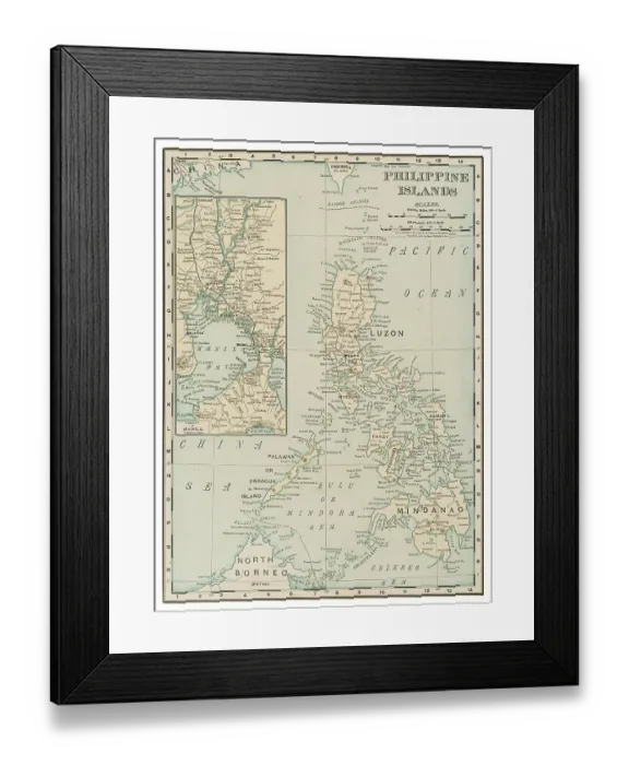 Framed Print : Map of the Philippines islands 1899 Framed Print : Map of the Philippines islands 1899