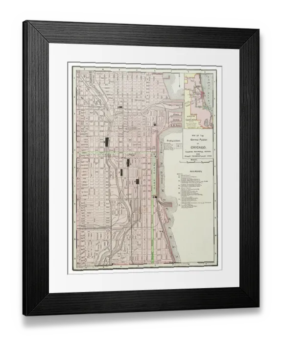 Framed Print : Map of the city of Chicago, Illinois State 1899 Framed Print : Map of the city of Chicago, Illinois State 1899