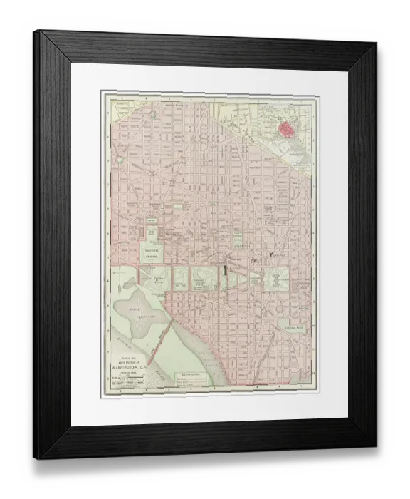 Framed Print : Map of Washington DC 1899 Framed Print : Map of Washington DC 1899