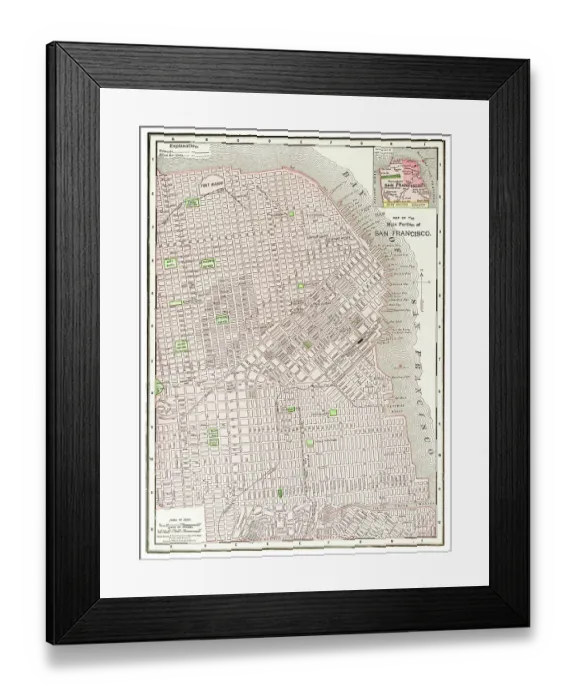 Framed Print : Map of the city of San Francisco, USA 1899 Framed Print : Map of the city of San Francisco, USA 1899