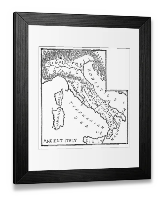 Framed Print : Ancient Italy map engraving 1897 Framed Print : Ancient Italy map engraving 1897